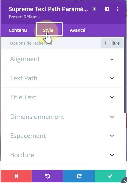 DS-text-path-4 Options de l'onglet Style