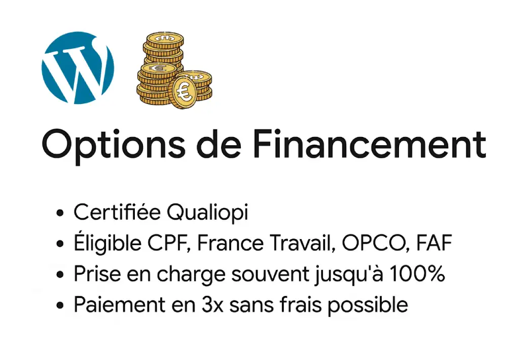 Financements possibles de la formation WordPress jusqu'á 100%