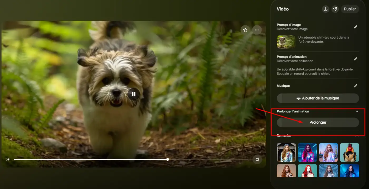 s2 Modifier vidéo IA et l'allonger