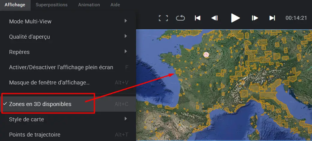 Zones en 3D -
Google Earth Studio