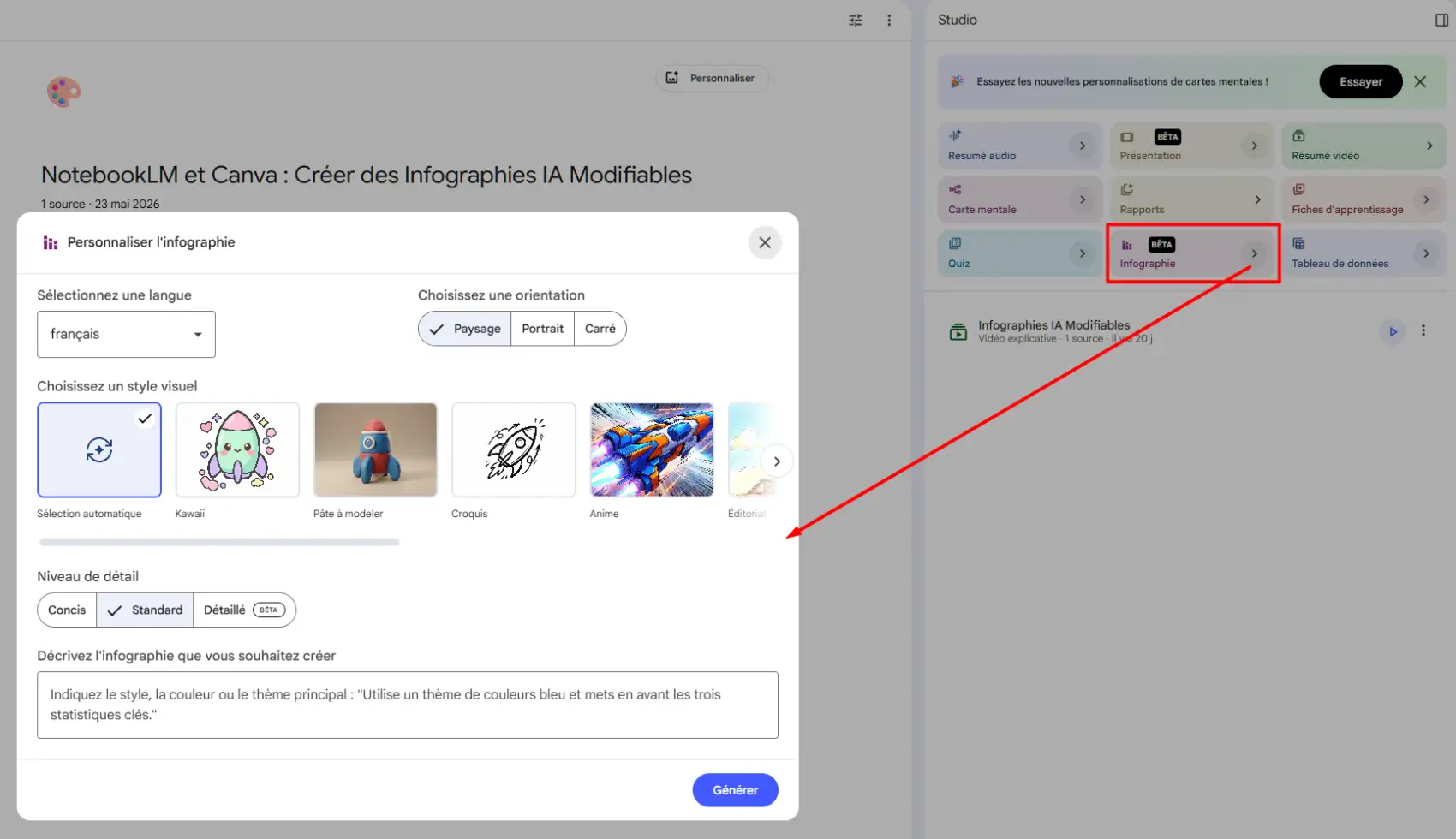 Créer une infographie avec Google NotebookLM